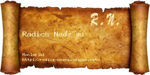 Radics Noémi névjegykártya