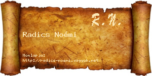 Radics Noémi névjegykártya